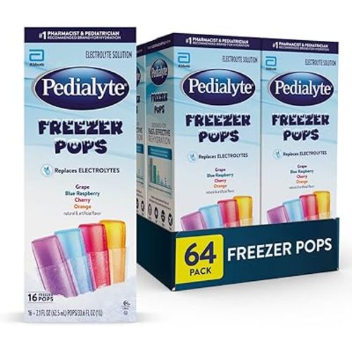 Pedialyte Electrolyte Solution Freezer Pops, Variety Pack, 16 Count (Pack of 4)