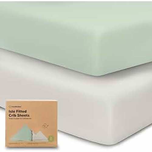 2-Pack Crib Sheets for Boys,Girls - Viscose Derived from Bamboo Fitted Crib Sheet, Organic Baby Crib Sheets, Crib Mattress Sheet,Toddler Bed Sheets,Baby Sheets for Crib Fitted Sheets(Sage)