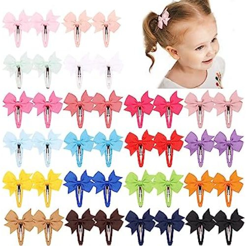40PCS Snap Baby Hair Bows Clips for Girls Grosgrain Ribbon Fully Wapped 2 Inch Infant Hair Barrettes Accessories for Baby Girls Newborns Toddler