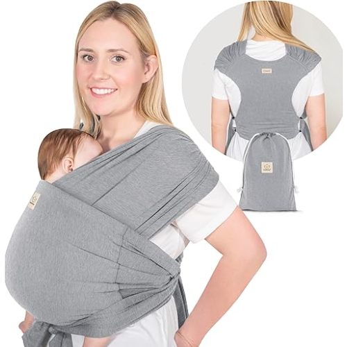 KeaBabies Baby Wrap Carrier Ring Sling - Easy to Wear, Adjustable D-Lite Baby Carrier Newborn to Toddler, Infant Carrying Shirt, Hands Free Bonding, Breathable Fabric Wearing Wrap (Classic Gray)