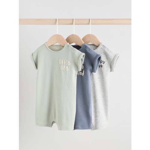 Blue/Grey Baby Rompers 3 Pack