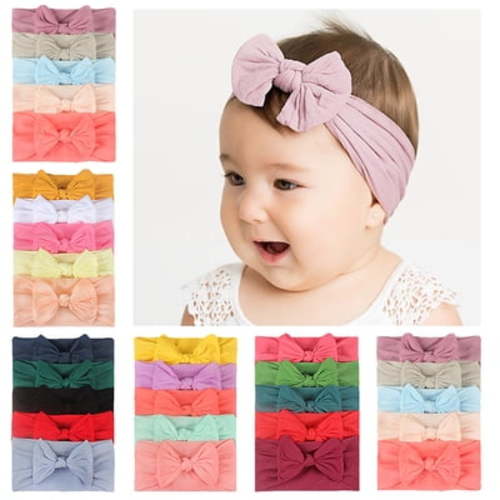 10 PCS Baby Headbands Turban Hair Bows Hair Band Elastic
