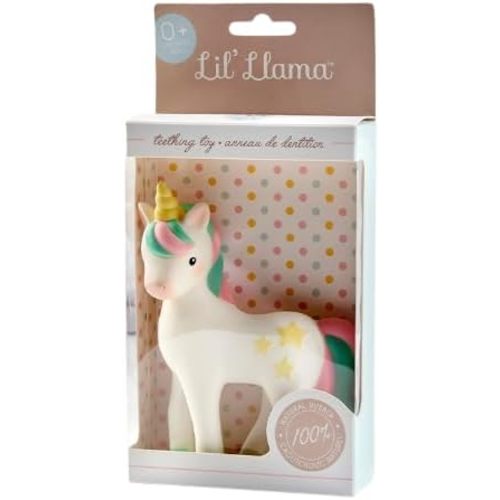 Lil' Llama Baby Teething Toys, Unicorn Teether for Toddler & Baby Boys and Girls, 100% Natural Rubber Squeaker, BPA-Free, Soothe Sore Itchy Gums & Teething Pain (Unicorn)