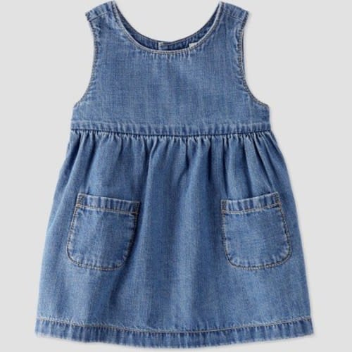 Little Planet by Carter’s Organic Baby Girls' Chambray Dress, Size: 18M