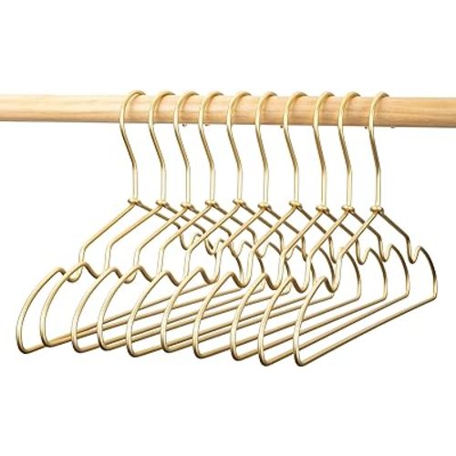 12.6” Matte Gold Metal Kids Baby Hangers, 60Pack, Non Slip Suit for Coated Wire Children Clothes Hangers Closet Storage, Retail Display,Space Saving for Toddler Coats Infant Hangers