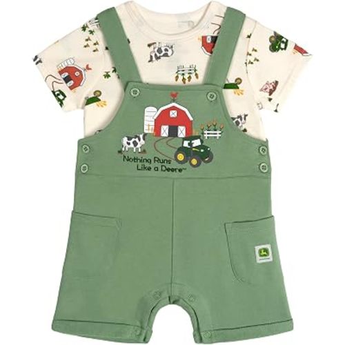 John Deere Boys' 2-Piece Shortall and T-Shirt Set Newborn to Toddler