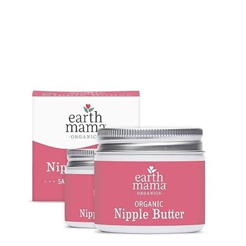 Earth Mama Organic Nipple Butter™ | Nipple Cream Safe for Breastfeeding | Postpartum Essentials for Nursing | Non Lanolin Nipple Cream, 2 fl oz (2-Pk)