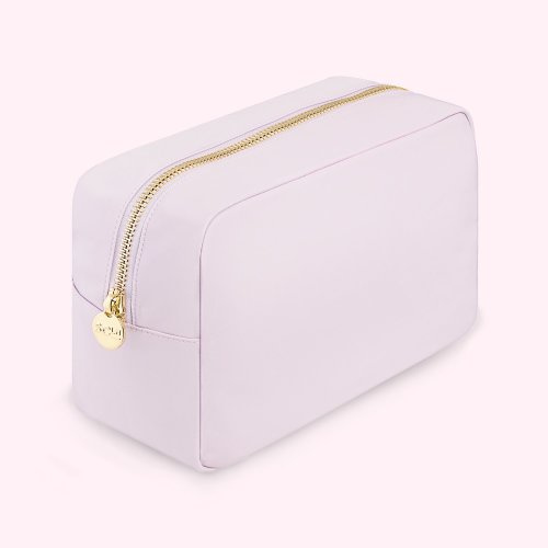 Classic Large Pouch - Lilac & Initials in White Pearl