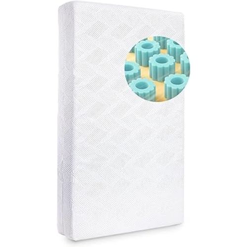 BABELIO Ergonomic Zoning Crib Mattress Dual-Sided Memory Foam Waterproof 6" Thick Toddler Mattress with Zipper Cover, Fits Standard Crib