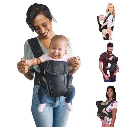Dreambaby Manhattan Adjustable 3 in 1 Position Baby Carrier - IHDI Approved Hip Healthy - Newborns Toddlers up to 33lbs - Fits for Most Adult Sizes - Black - Model L296