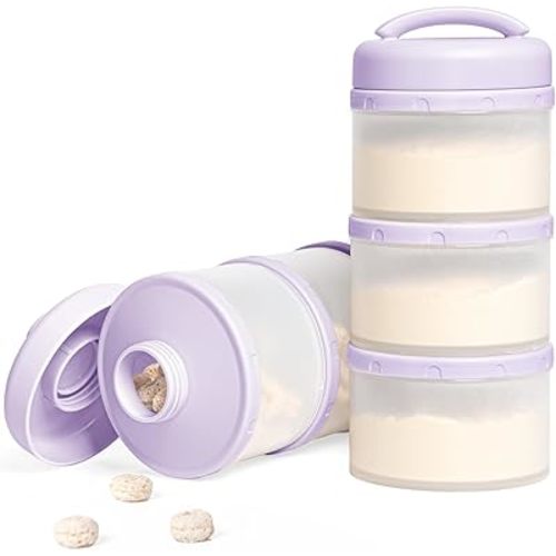 Termichy Stackable Formula Dispenser Portable Milk Powder Container, 2 Pack, Light Purple