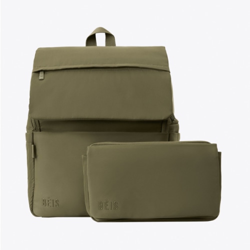 BÉIS 'The Ultimate Diaper Backpack' in Olive - Green Backpack Diaper Bag