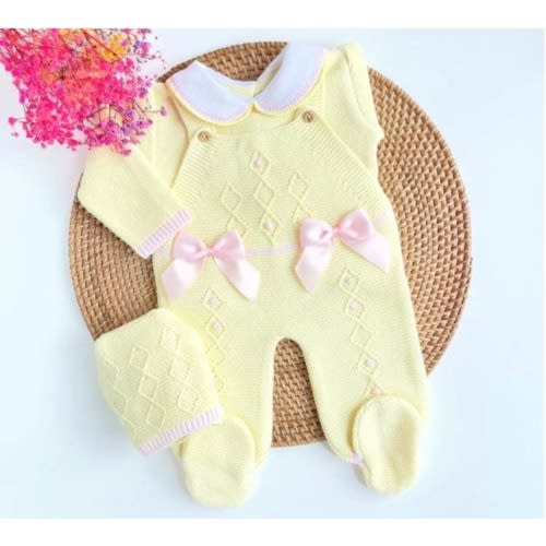 Newborn Knitted Set yellow Hat, yellow and pink SET, baby clothes, newborn set, Newborn knitted clothing, Newborn girl Outfit