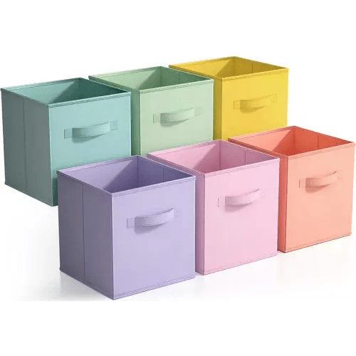Sorbus Foldable Storage Cube Basket Bin - Great for Nursery, Playroom, Closet, Home Organization ( Pastel Multi-Color, 6 Pack)