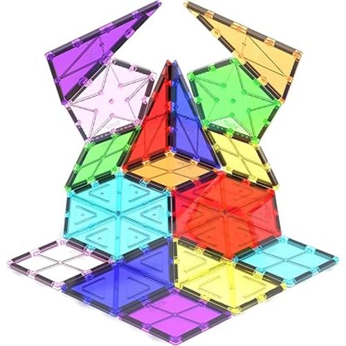 PicassoTiles Magnetic Building Block Set Geometry Shape Magnet Tiles Construction Toy STEM Learning Kit Educational Playset Playboard Pretend Play Stacking Blocks Child Brain Development PT16