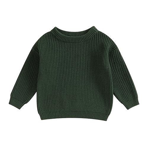 Karwuiio Toddler Baby Girl Boy Knit Sweater Round Neck Long Sleeve Pullover Sweatshirt Fall Winter Clothes