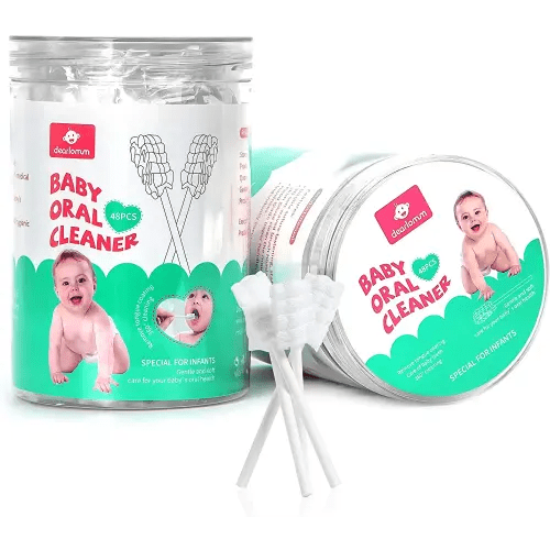 dearlomum Baby Tongue Cleaner, Newborn Baby Toothbrush, 48PCS Disposable Infant Toothbrush Clean Baby Mouth,Gauze Gum Cleaner Toothbrush Baby Oral Cleaning Stick Dental Care for 0-36 Month Baby