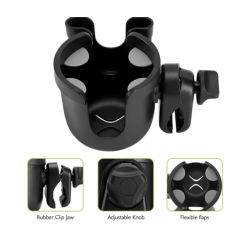 Accmor Stroller Cup Holder with Phone Holder, Bike Cup Holder, Universal Cup Holder for Uppababy Nuna Doona Strollers, 2-in-1 Cup Phone Holder for Stroller, Bike, Wheelchair, Walker, Scooter