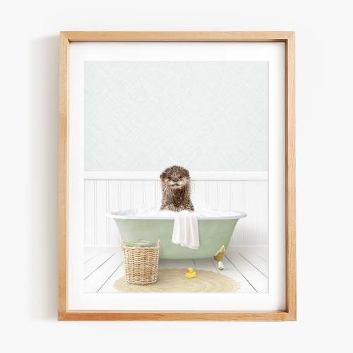 "Otter in a Vintage Bathtub" - Unframed Print (8' x 10")