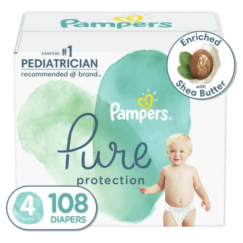 Pampers Pure Protection Natural Diapers, Size 4, 108 Ct