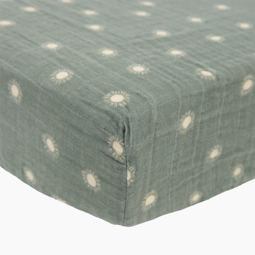 Little Unicorn Organic Cotton Muslin Crib Sheet - Sage Suns, Large