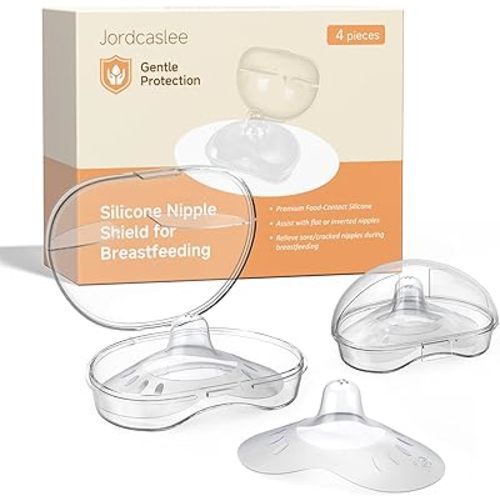 Nipple Shields for Breastfeeding Newborn, Contact Nipple Guards for Breast Feeding with Flat, Inverted Nipples or Difficulty Sucking, Food-Grade Silicone, Ultra-Thin & Super Soft, 2 Pair, 17mm