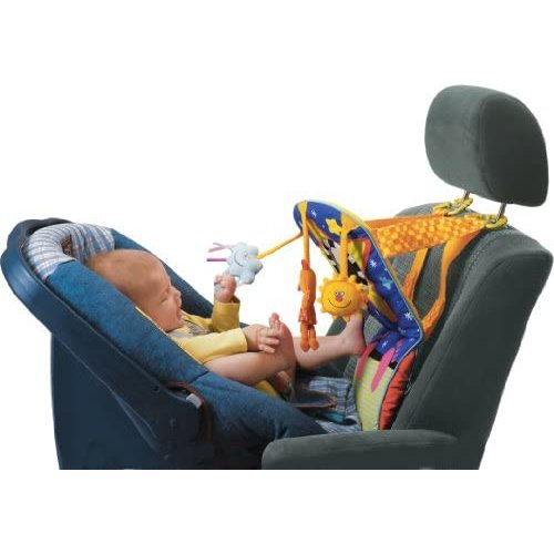 Taf Toys Toe Time Infant Car Seat Toy | Kick and Play Activity Center with Music, Lights, Mirror, and Jingling Toys | Fun Travel Baby Toy for Rear Car Seat | Easier Drive with Newborns, Babies
