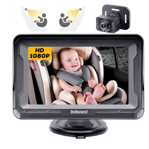 DoHonest Baby Car Camera HD 1080P - Rear-Facing Car Baby Monitor with Night Vision, Adjustable View Angle, Easy Setup, Anti-Glare Display, Safety for Kids & Infants