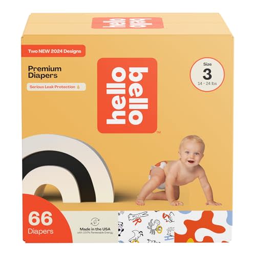 Hello Bello Premium Diapers Size 3, Capital Critters & Get in The Groove Designs, 66ct Club Box