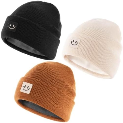 FURTALK Baby Toddler Winter Hat 3 Packs Baby Beanie Toddler Beanie Boys Girls Fleece Lined Kids Warm Knit Hats