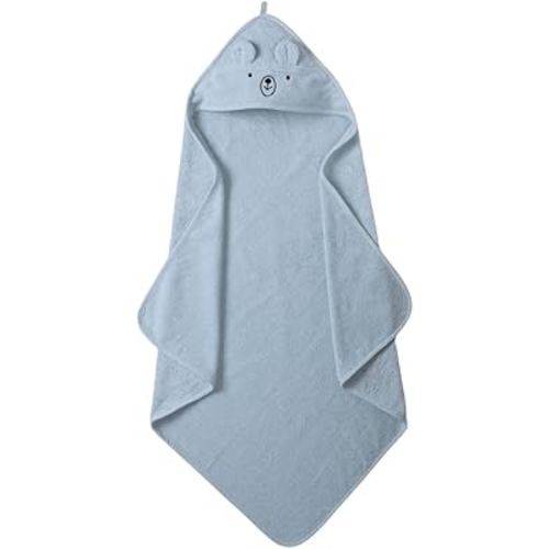 Denmark - Premium Organic Cotton Baby Bath Towel – Hooded Toddler and Baby Towels for Newborn Girl and Boy – Super Soft and Absorbent, 32 x 32 (Bear - Baby Blue)