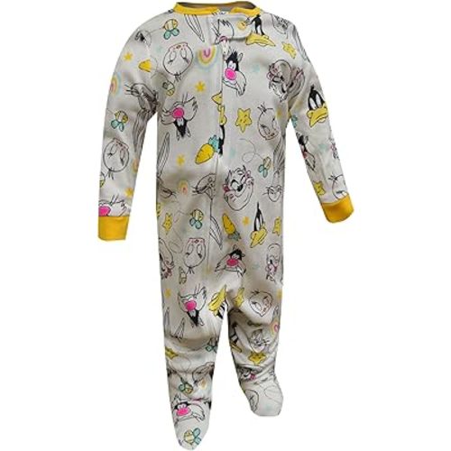 Komar Kids Girls Looney Tunes Cast of Characters Cotton Infant Sleeper (3-6 Months)