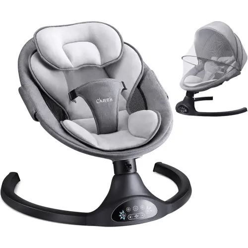 LAREX Baby Swing Infant Swing Electric Toddler Baby Rocker Portable for Newborn Boy Girl, 5 Sway Speeds with Remote Control, 10 Preset Melodies and Bluetooth, 0-6 Months Max 20 Lbs (Black)