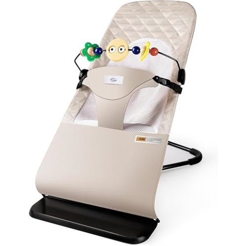Baby Bouncer, Bouncer Seat for Babies 0-12 Months,Ergonomic Baby Seat Breathable and Comfortable Cushion with Three-Speed Height Adjustment, Infant Rockers Portable Folding and Detachable