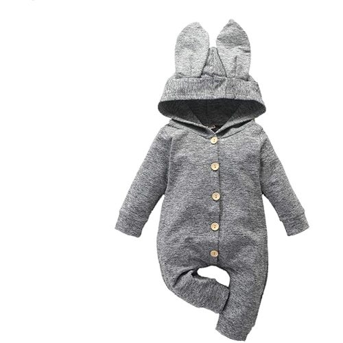 BABISFLY 0-24M Baby Romper for Boys Bunny Jumpsuit - Gray