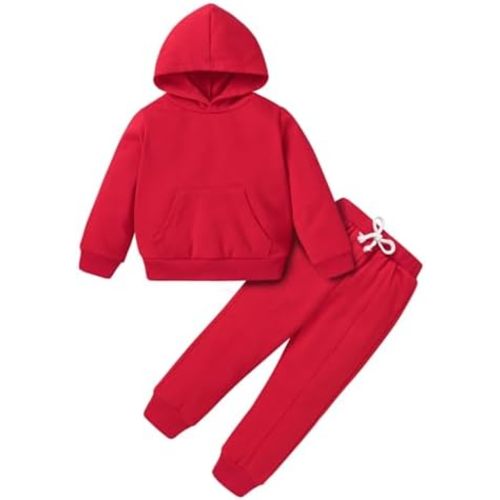 YOUNGER TREE Baby Clothes for Girls Boy Solid Color Hoodie and Sweatpants Outfit Toddler Sweatsuit