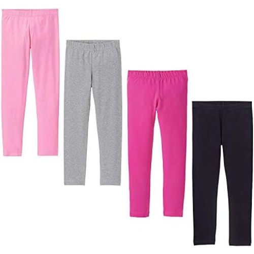 Baby Girls' 4-Pack Leggings Cotton Basic Legging for Kids Fitting Long Pant Girls Toddler Active Leggings