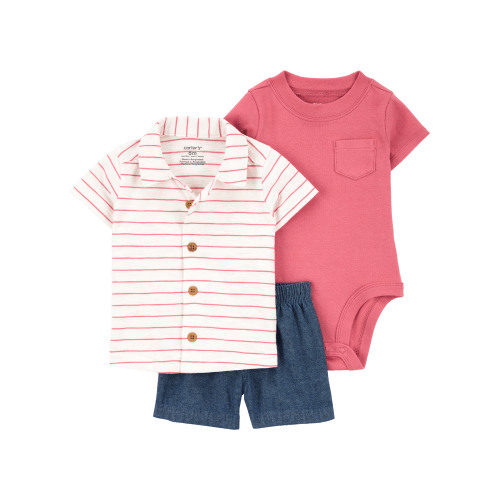 Baby 3-Piece Striped Outfit Set - Red - Carter's | Carter's