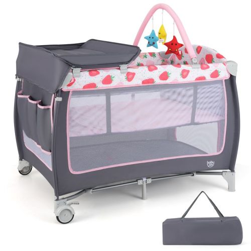 Infans 4 in 1 Baby Playard Portable Infant Nursery Center w/ Zippered Door Colorful