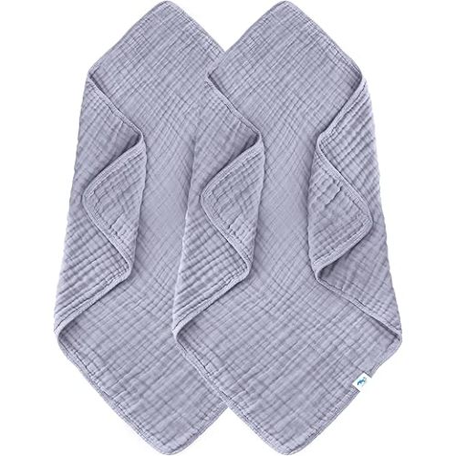 SWEET DOLPHIN Muslin Baby Bath Towels Blanket - 2 Pack 100% Cotton Towel for Babies, Infants, Toddlers - 40x40Inch - Highly Absorbent, Grey
