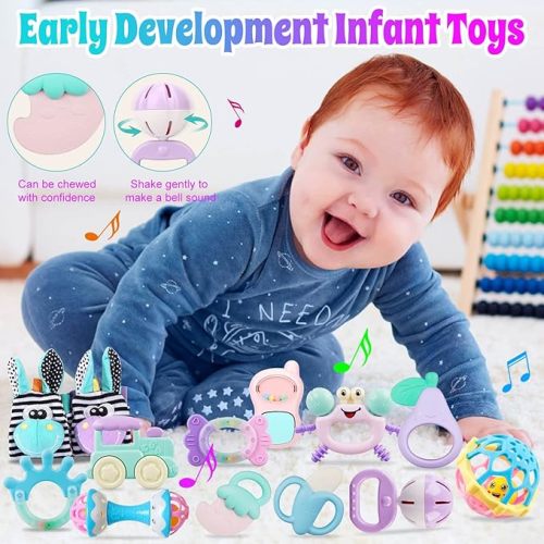 Baby Rattles 0-6 Months: Rattles for Babies 0-6 Months Baby Rattles Toys 0-3-6-12 Months Infant Rattle Toys for Babies 0-6 Months Teething - Newborn Baby Boy Girl Rattles Set Wrist Socks - 15 pcs
