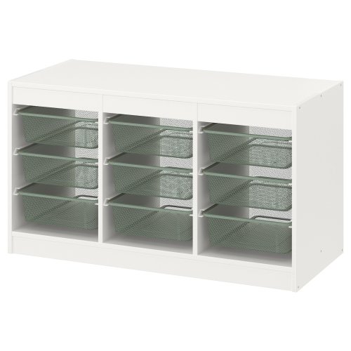 TROFAST Storage combination with boxes - white/light green-gray 39x17 3/8x22 "