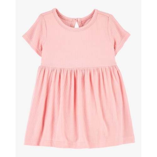 Baby Girl Solid PurelySoft Bodysuit Dress - Pink - Carter's | Carter's