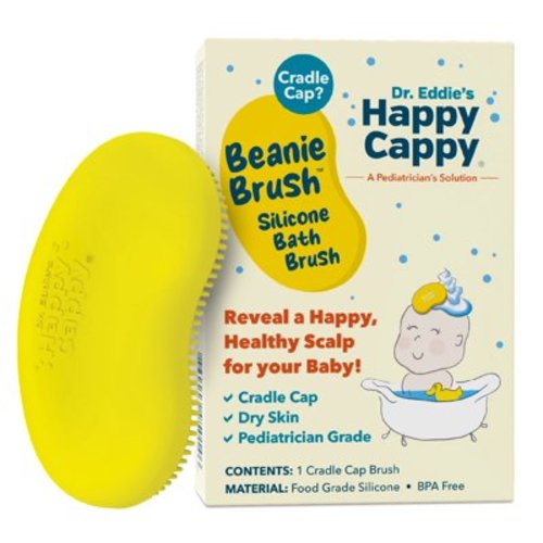 Happy Cappy Beanie Brush - Cradle Cap Brush for Babies, Dry Skin Care, Gentle Exfoliating Baby Scalp Scrubber for Bathing, Helps Dandruff and Flakes, Food Grade Silicone, BPA Free