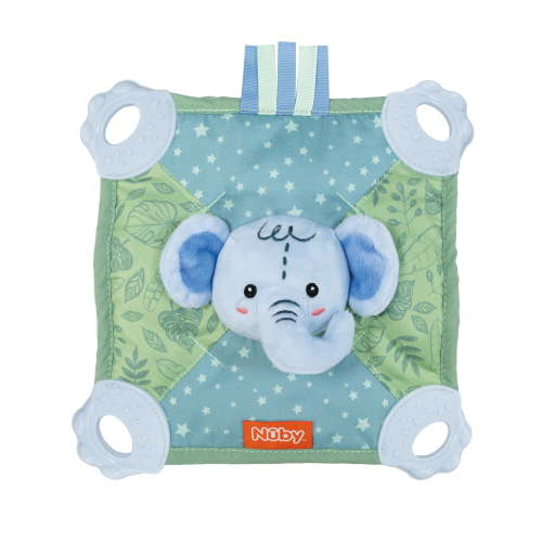 Nuby Teething Baby Blankie and Teether Toy, Elephant