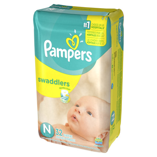 Pampers Swaddlers Baby Diapers Size N, 32 count for Newborns