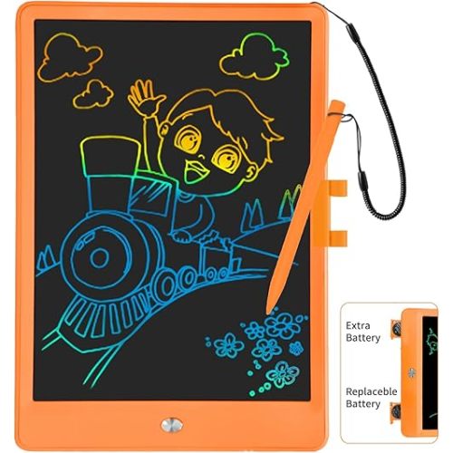 Drawing Tablets for Kids 10 Inch LCD Writing Tablet for Kids Reusable Drawing pad Educational and Learning Toys for Boys Girls(Orange)