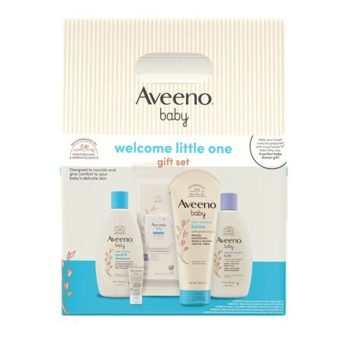 Aveeno Baby Welcome Little One Essentials Skincare Gift Set Includes Wash, Lotion & Wipes - 5ct