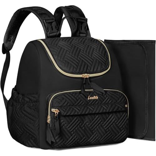 Diaper Backpack for Moms, Large Waterproof Baby Bag with Insulated Pocket, Travel Diaper Bag with Changing Pad, Multi-Pocket Hands-Free Backpack, Black