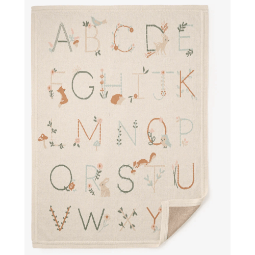 Rainy Day Alphabet Basics Cotton Knit Baby Blanket – Elegant Baby